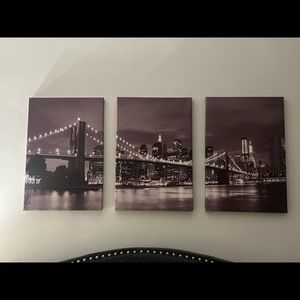 New York City skyline canvas set of 3
